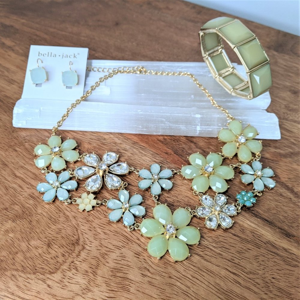 💚 Statement Necklace Bracelet Earring SET - Picture 11 of 16